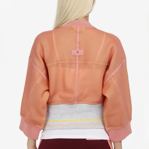 Adidas by Stella McCartney Womens Studio Bomber Jacket Size Smalll Mesh Peach - Picture 5 of 14